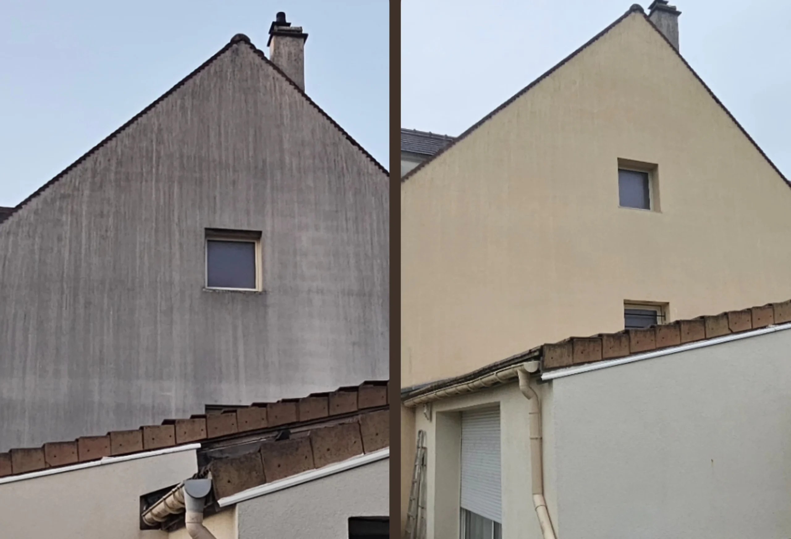 Nettoyage de façade avant - après à Morangis