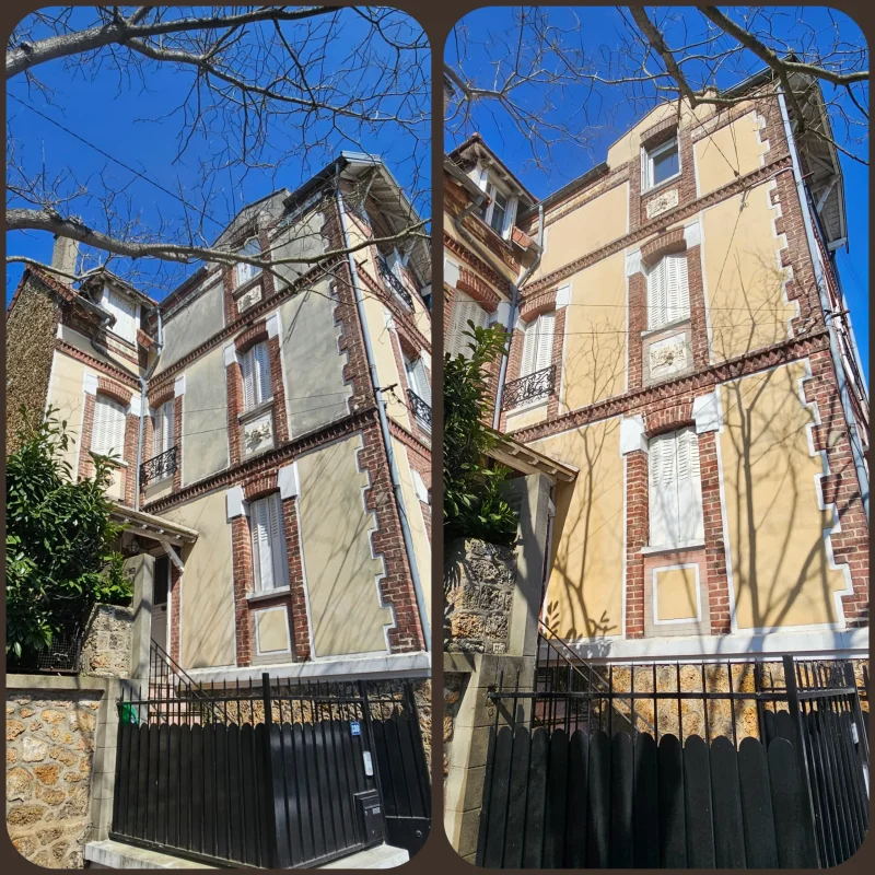 Nettoyage façade drone à Garches. Avant - Après